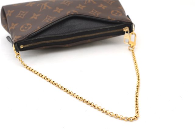 Auth Louis Vuitton Monogram Pallas Clutch Shoulder Hand Bag M44058 Black 2627F