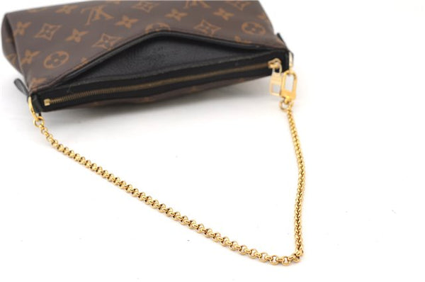 Auth Louis Vuitton Monogram Pallas Clutch Shoulder Hand Bag M44058 Black 2627F