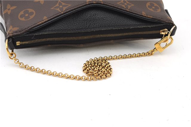 Auth Louis Vuitton Monogram Pallas Clutch Shoulder Hand Bag M44058 Black 2627F