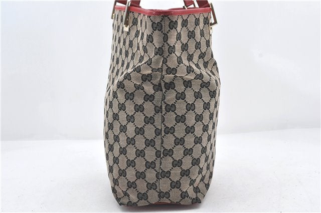 Authentic GUCCI Shoulder Tote Bag Purse GG Canvas Leather 0021098 Navy 2628E