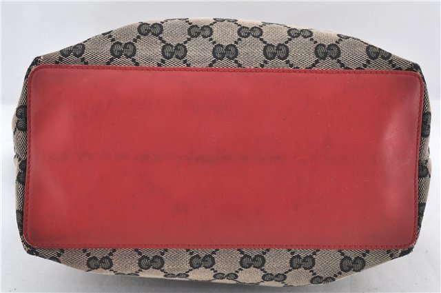 Authentic GUCCI Shoulder Tote Bag Purse GG Canvas Leather 0021098 Navy 2628E