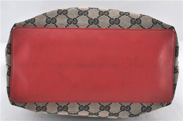 Authentic GUCCI Shoulder Tote Bag Purse GG Canvas Leather 0021098 Navy 2628E