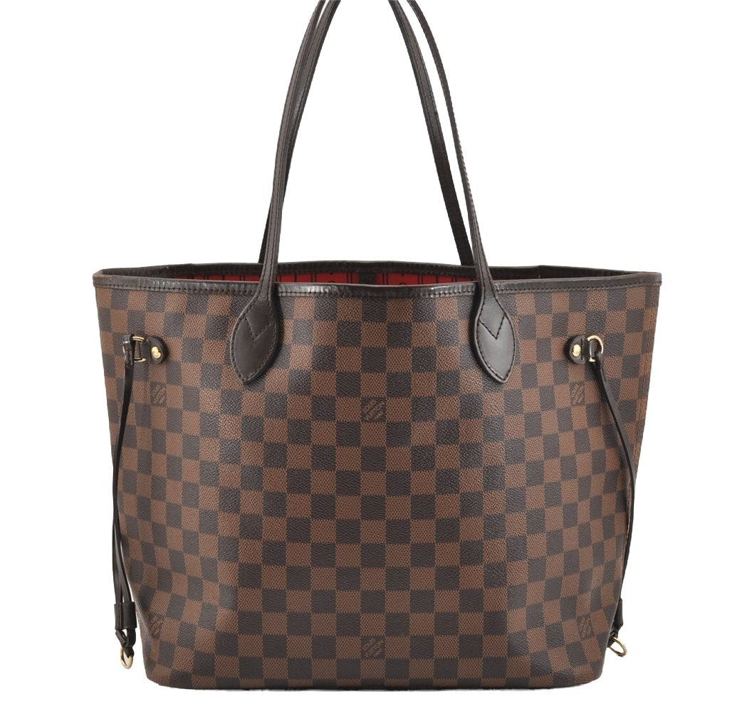 Authentic Louis Vuitton Damier Neverfull MM Shoulder Tote Bag N51105 LV 2628I