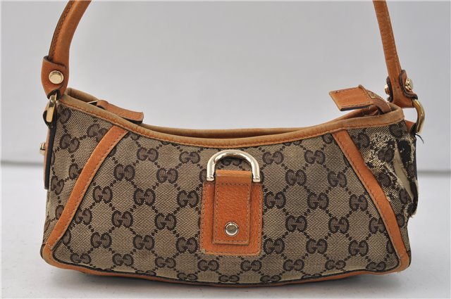 Authentic GUCCI Abbey Shoulder Hand Bag GG Canvas Leather 130939 Brown 2630E