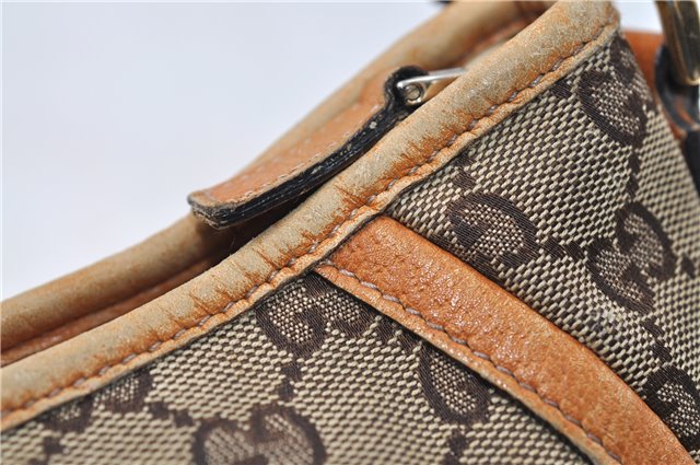 Authentic GUCCI Abbey Shoulder Hand Bag GG Canvas Leather 130939 Brown 2630E