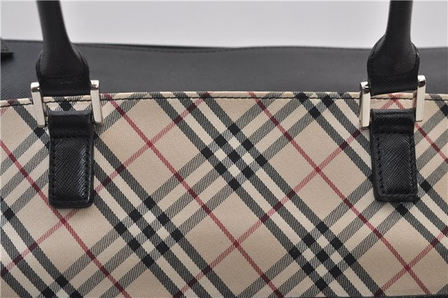 Authentic BURBERRY Vintage Nova Check Hand Boston Bag Nylon Brown Beige 2630F