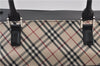 Authentic BURBERRY Vintage Nova Check Hand Boston Bag Nylon Brown Beige 2630F
