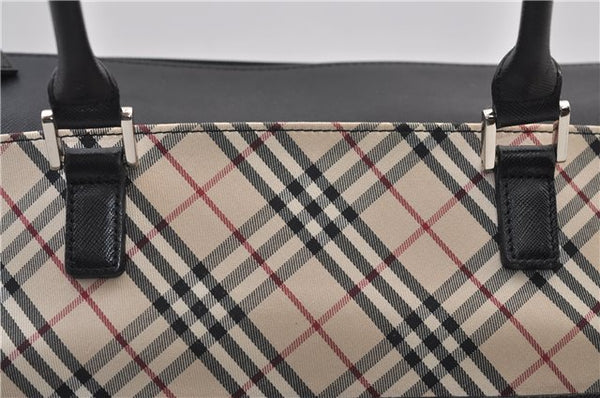 Authentic BURBERRY Vintage Nova Check Hand Boston Bag Nylon Brown Beige 2630F
