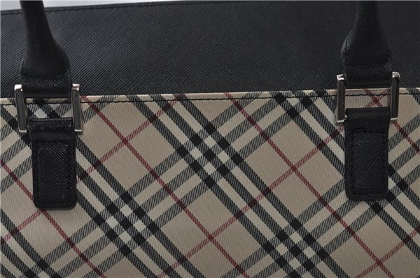 Authentic BURBERRY Vintage Nova Check Hand Boston Bag Nylon Brown Beige 2630F
