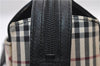 Authentic BURBERRY Vintage Nova Check Hand Boston Bag Nylon Brown Beige 2630F