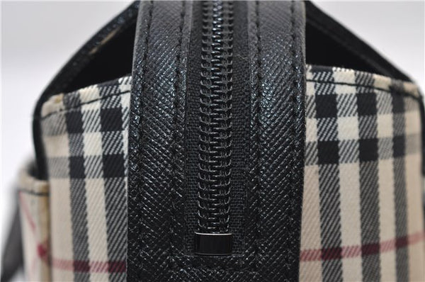 Authentic BURBERRY Vintage Nova Check Hand Boston Bag Nylon Brown Beige 2630F
