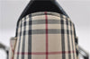 Authentic BURBERRY Vintage Nova Check Hand Boston Bag Nylon Brown Beige 2630F