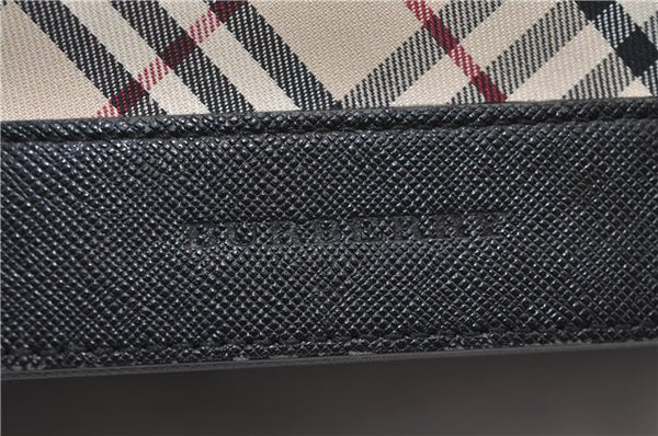 Authentic BURBERRY Vintage Nova Check Hand Boston Bag Nylon Brown Beige 2630F