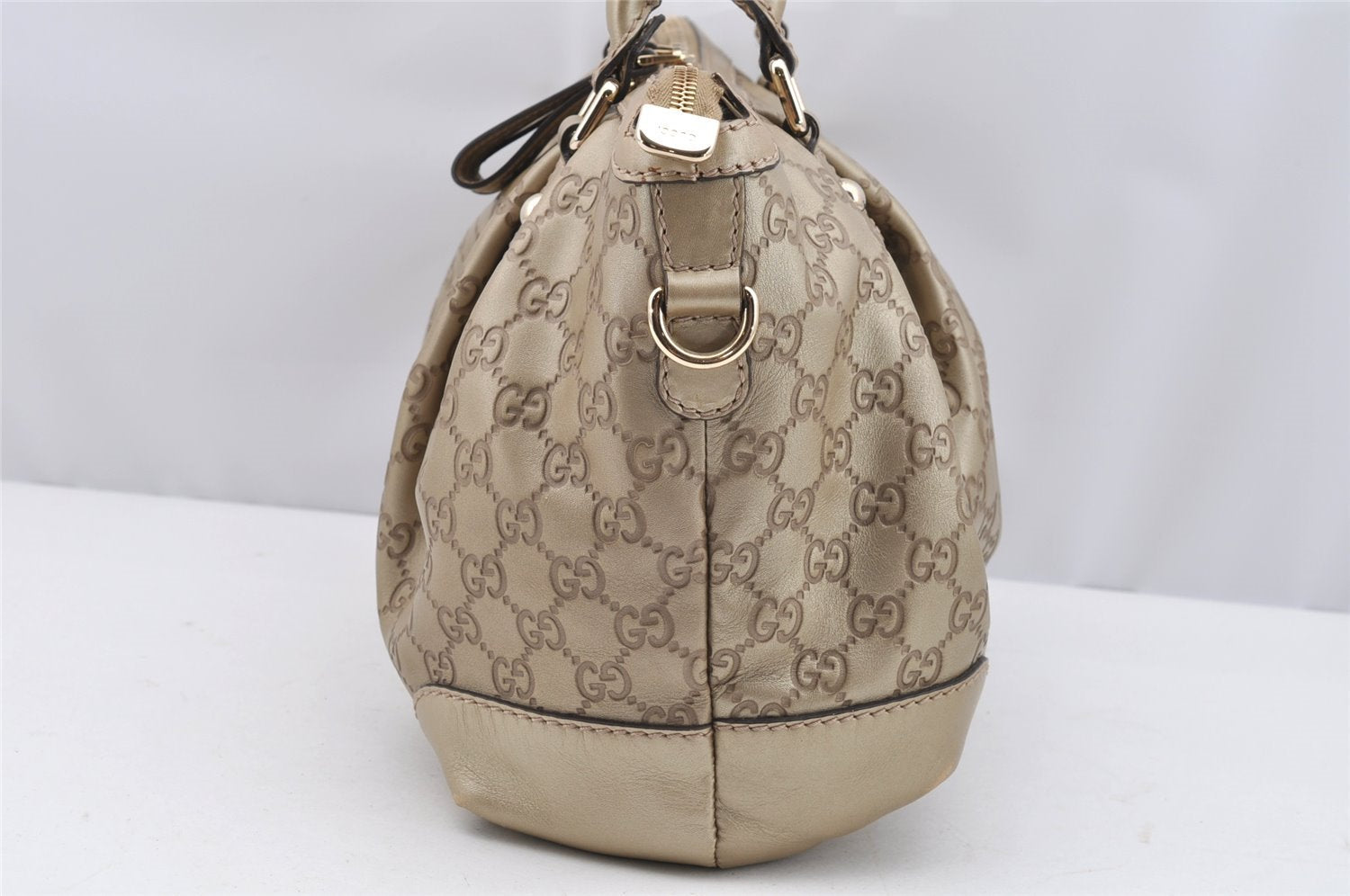Authentic GUCCI Guccissima Sukey 2Way Tote Hand Bag GG Leather 247902 Gold 2630I