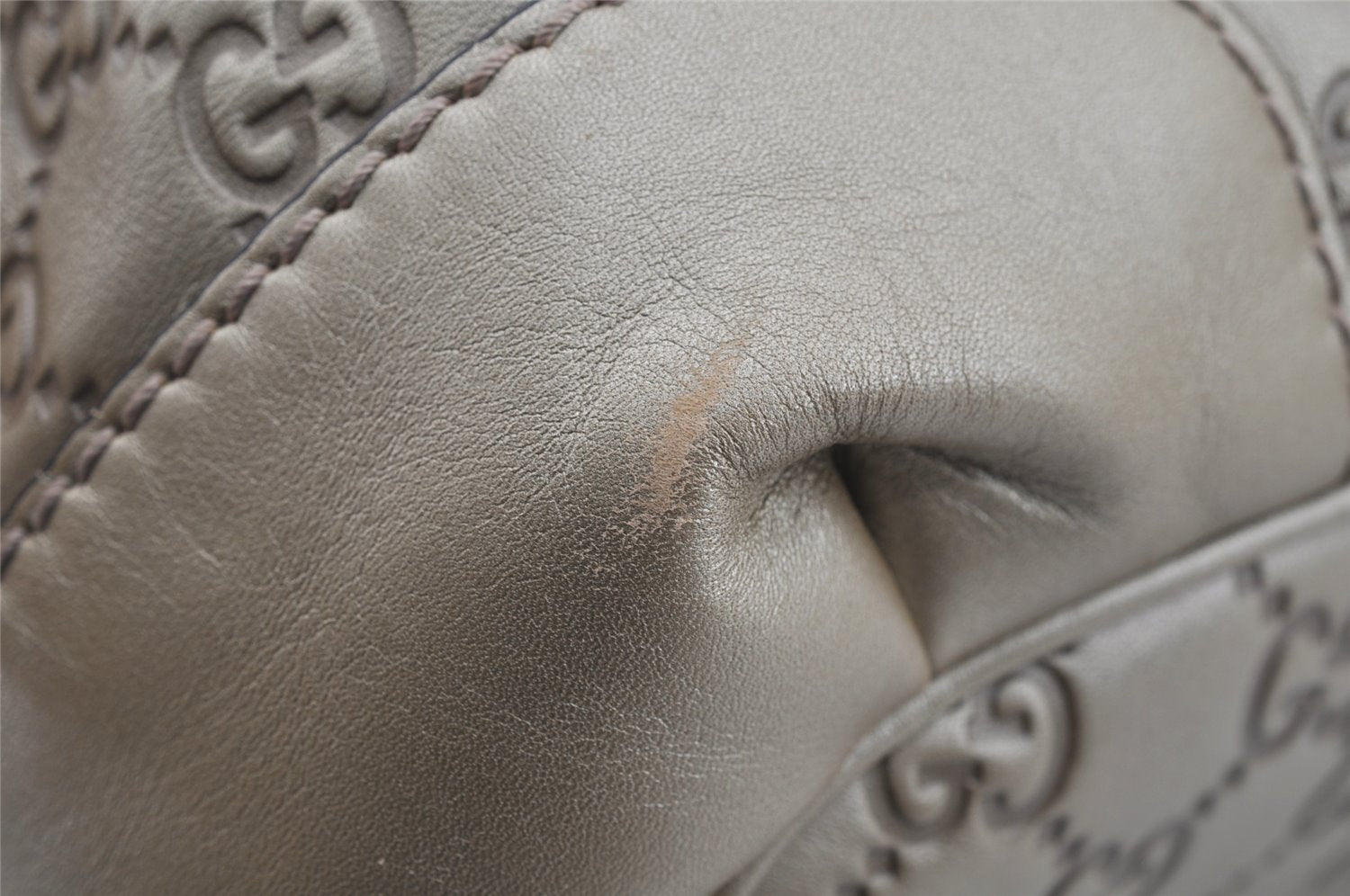 Authentic GUCCI Guccissima Sukey 2Way Tote Hand Bag GG Leather 247902 Gold 2630I