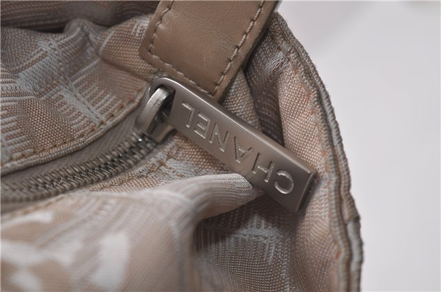 Authentic CHANEL New Travel Line Shoulder Tote Bag Nylon Leather Beige 2632D