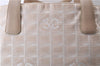 Authentic CHANEL New Travel Line Shoulder Tote Bag Nylon Leather Beige 2632D