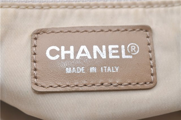Authentic CHANEL New Travel Line Shoulder Tote Bag Nylon Leather Beige 2632D
