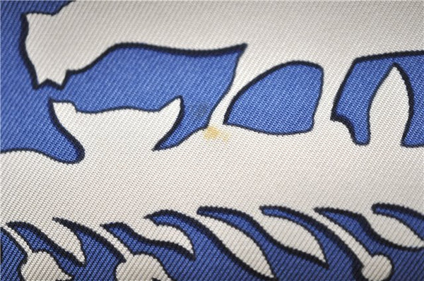 Authentic HERMES Carre 90 Scarf "EARLY AMERICA" Silk Blue 2635D