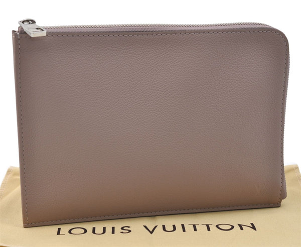 Authentic Louis Vuitton Pochette Jules PM Leather Clutch Bag R99760 Beige 2635E