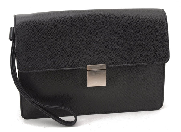 Authentic Louis Vuitton Taiga Selenga Clutch Hand Bag Black M30782 LV 2635F