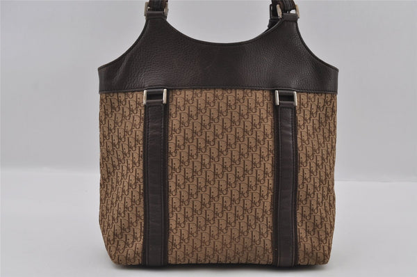 Authentic Christian Dior Trotter Street Chic Tote Bag Canvas Leather Brown 2635I