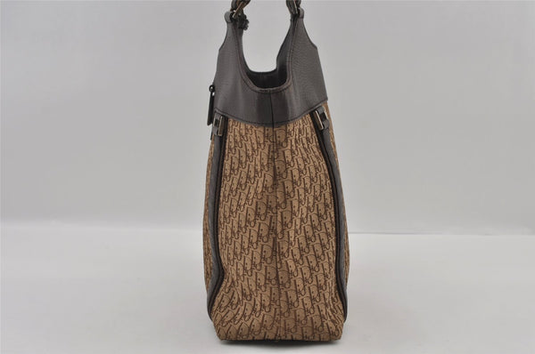 Authentic Christian Dior Trotter Street Chic Tote Bag Canvas Leather Brown 2635I
