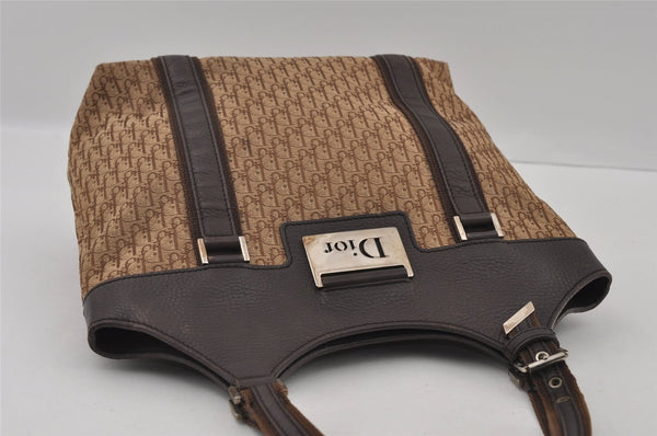 Authentic Christian Dior Trotter Street Chic Tote Bag Canvas Leather Brown 2635I