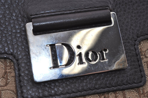 Authentic Christian Dior Trotter Street Chic Tote Bag Canvas Leather Brown 2635I