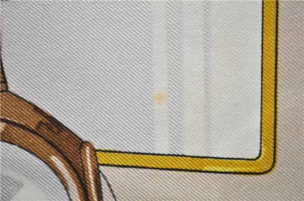 Authentic HERMES Carre 90 Scarf "FEUX DE ROUTE" Silk Brown 2637D