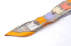 Authentic HERMES Twilly Scarf "Camails" Silk Orange Gray 2638D