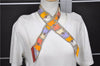 Authentic HERMES Twilly Scarf "Camails" Silk Orange Gray 2638D