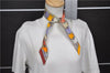Authentic HERMES Twilly Scarf "Camails" Silk Orange Gray 2638D