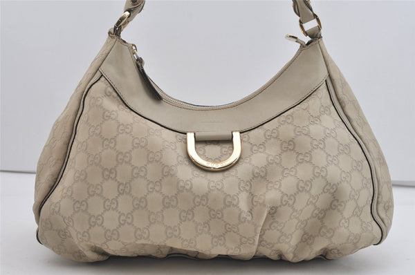 Authentic GUCCI Guccissima Abbey Shoulder Bag GG Leather 189833 White 2639I