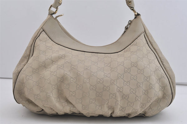 Authentic GUCCI Guccissima Abbey Shoulder Bag GG Leather 189833 White 2639I