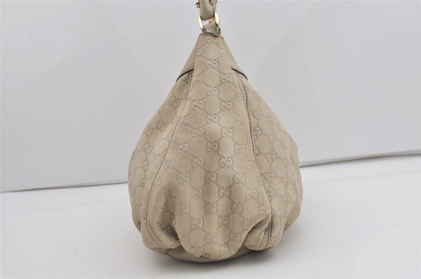 Authentic GUCCI Guccissima Abbey Shoulder Bag GG Leather 189833 White 2639I