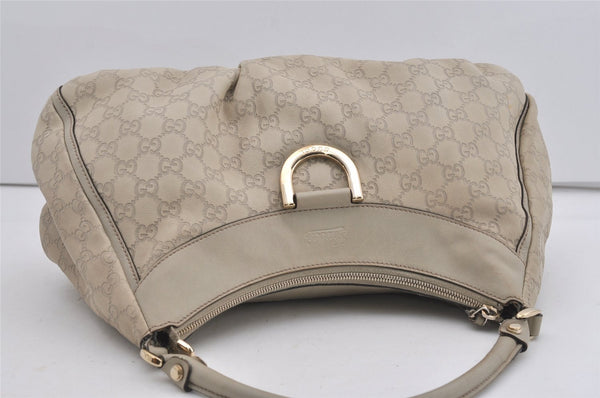 Authentic GUCCI Guccissima Abbey Shoulder Bag GG Leather 189833 White 2639I