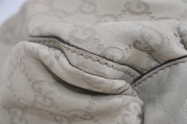 Authentic GUCCI Guccissima Abbey Shoulder Bag GG Leather 189833 White 2639I