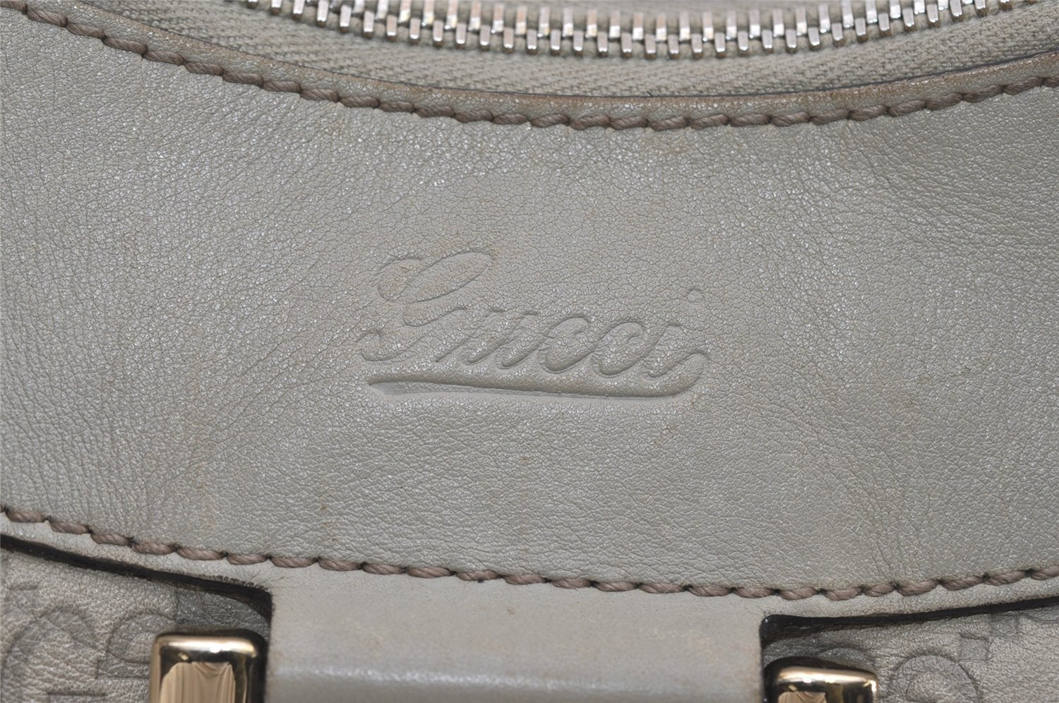 Authentic GUCCI Guccissima Abbey Shoulder Bag GG Leather 189833 White 2639I