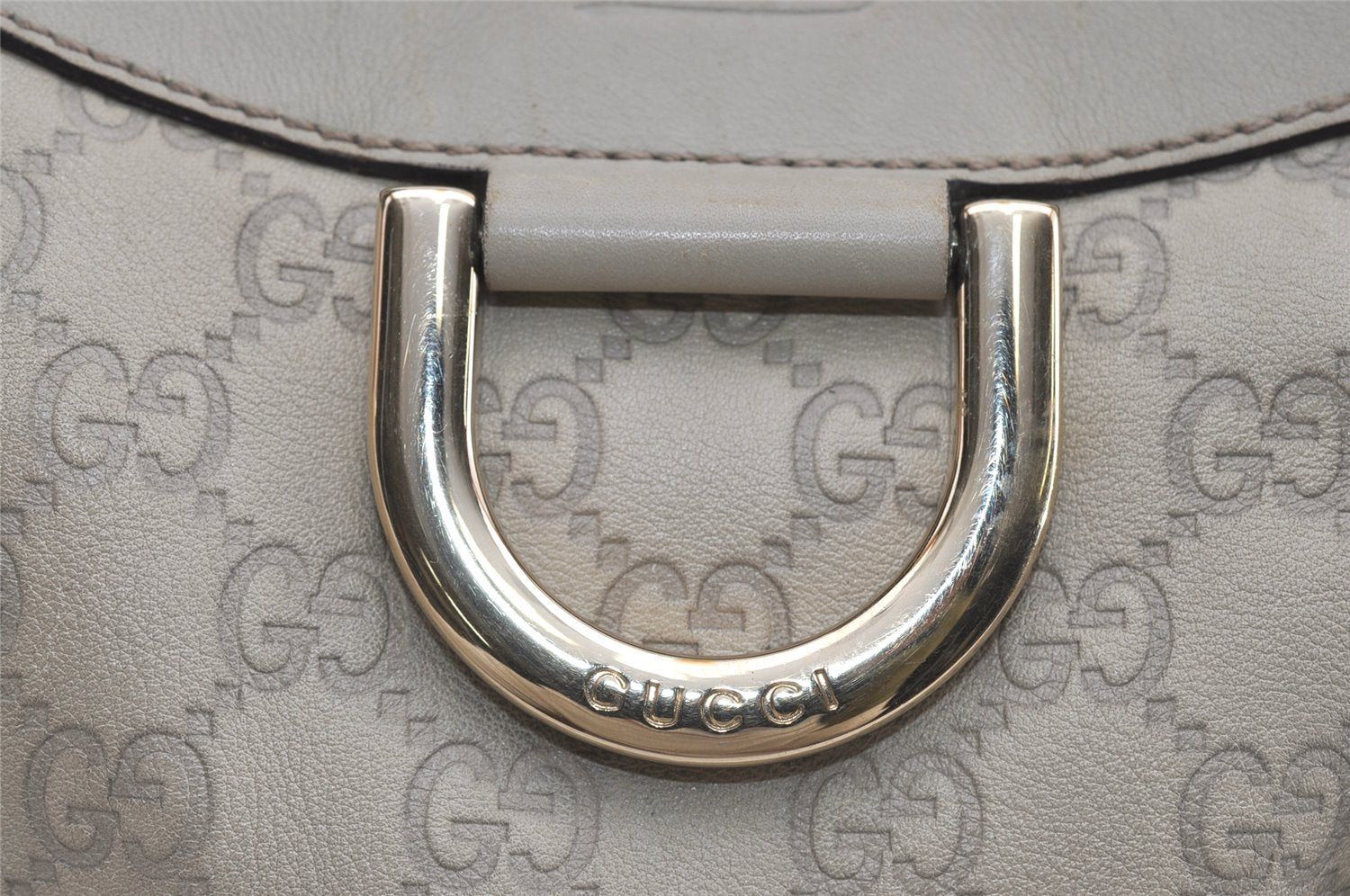 Authentic GUCCI Guccissima Abbey Shoulder Bag GG Leather 189833 White 2639I