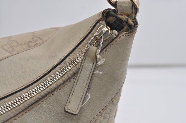 Authentic GUCCI Guccissima Abbey Shoulder Bag GG Leather 189833 White 2639I