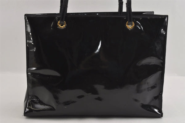 Authentic FENDI Vintage Shoulder Tote Bag Enamel Black 2640I