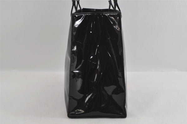 Authentic FENDI Vintage Shoulder Tote Bag Enamel Black 2640I