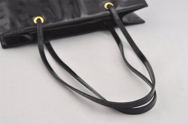 Authentic FENDI Vintage Shoulder Tote Bag Enamel Black 2640I