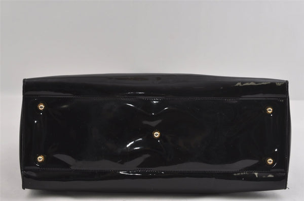 Authentic FENDI Vintage Shoulder Tote Bag Enamel Black 2640I
