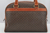 Authentic CELINE Macadam Blason Pattern Hand Boston Bag PVC Leather Brown 2641I