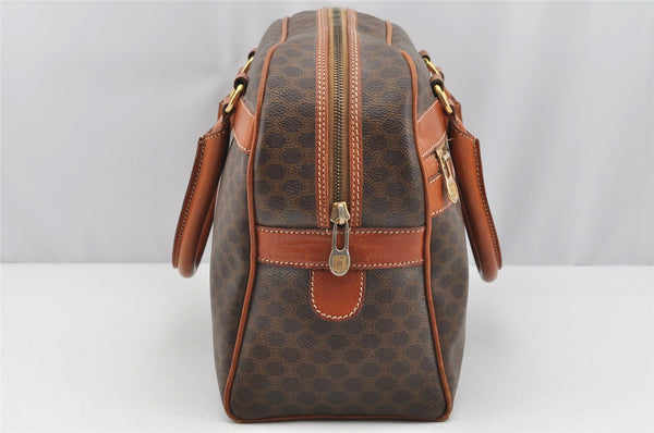 Authentic CELINE Macadam Blason Pattern Hand Boston Bag PVC Leather Brown 2641I