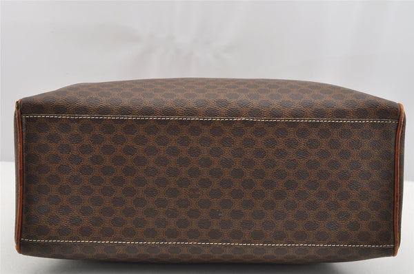 Authentic CELINE Macadam Blason Pattern Hand Boston Bag PVC Leather Brown 2641I