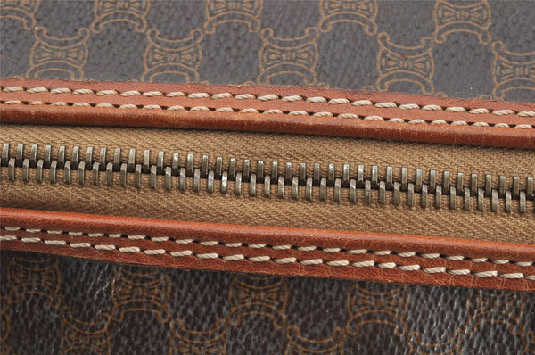 Authentic CELINE Macadam Blason Pattern Hand Boston Bag PVC Leather Brown 2641I