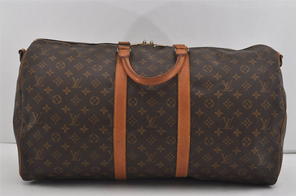 Authentic Louis Vuitton Monogram Keepall Bandouliere 55 M41414 Boston Bag 2642I